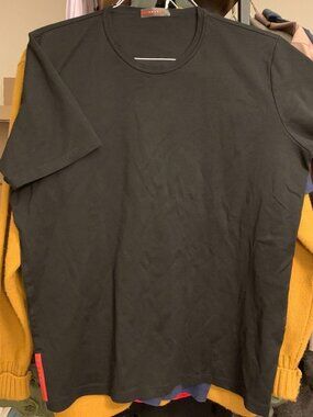 Y2K Prada Sport/Red Line/Linea Rossa Black Viscose Short Sleeve Tee Shirt - XXL